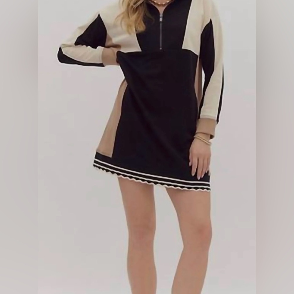 ENTRO Color Block Sweatshirt Dress